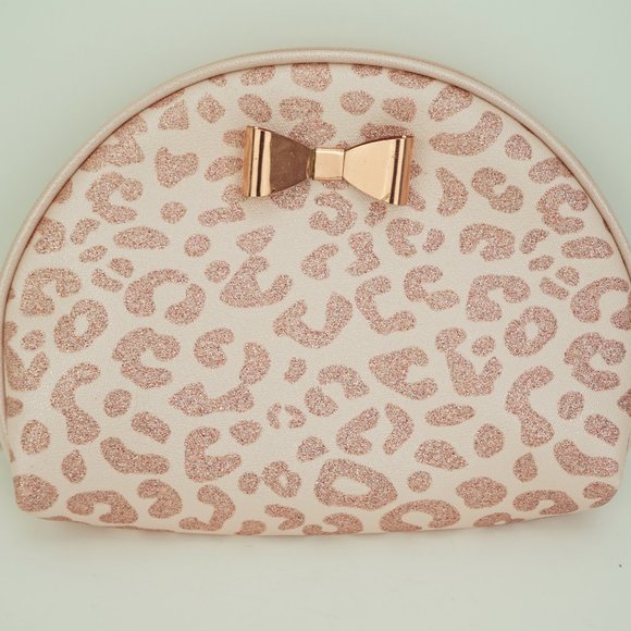 Unbranded Pink Cheetah Prink Makeup Bag with Bow - Picture 2 of 5